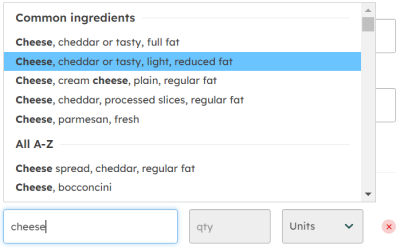 ingredient search example